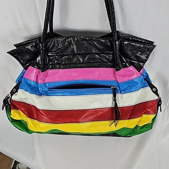 Colorful Striped Leather Bag - Picture 3 of 9